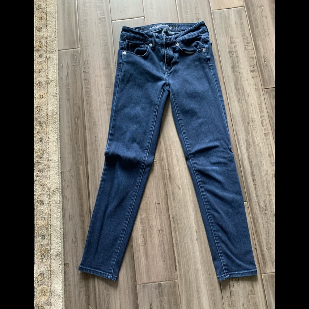 👖 American Eagle Petite Skinny Blue Jeans Sz 0 Short – Classic Denim Fit
